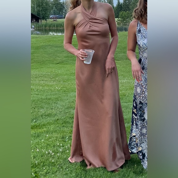 BHLDN Ruby Twist Halter Satin Gown - size 4, color sand dune - Picture 2 of 5